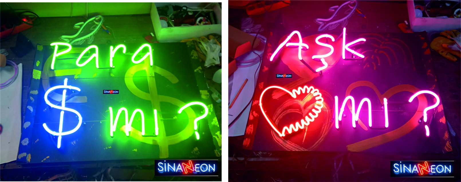 paramı aşkmı led neon tabela